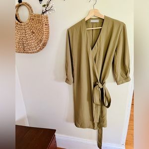 Everlane Olive Wrap Dress, Size 8